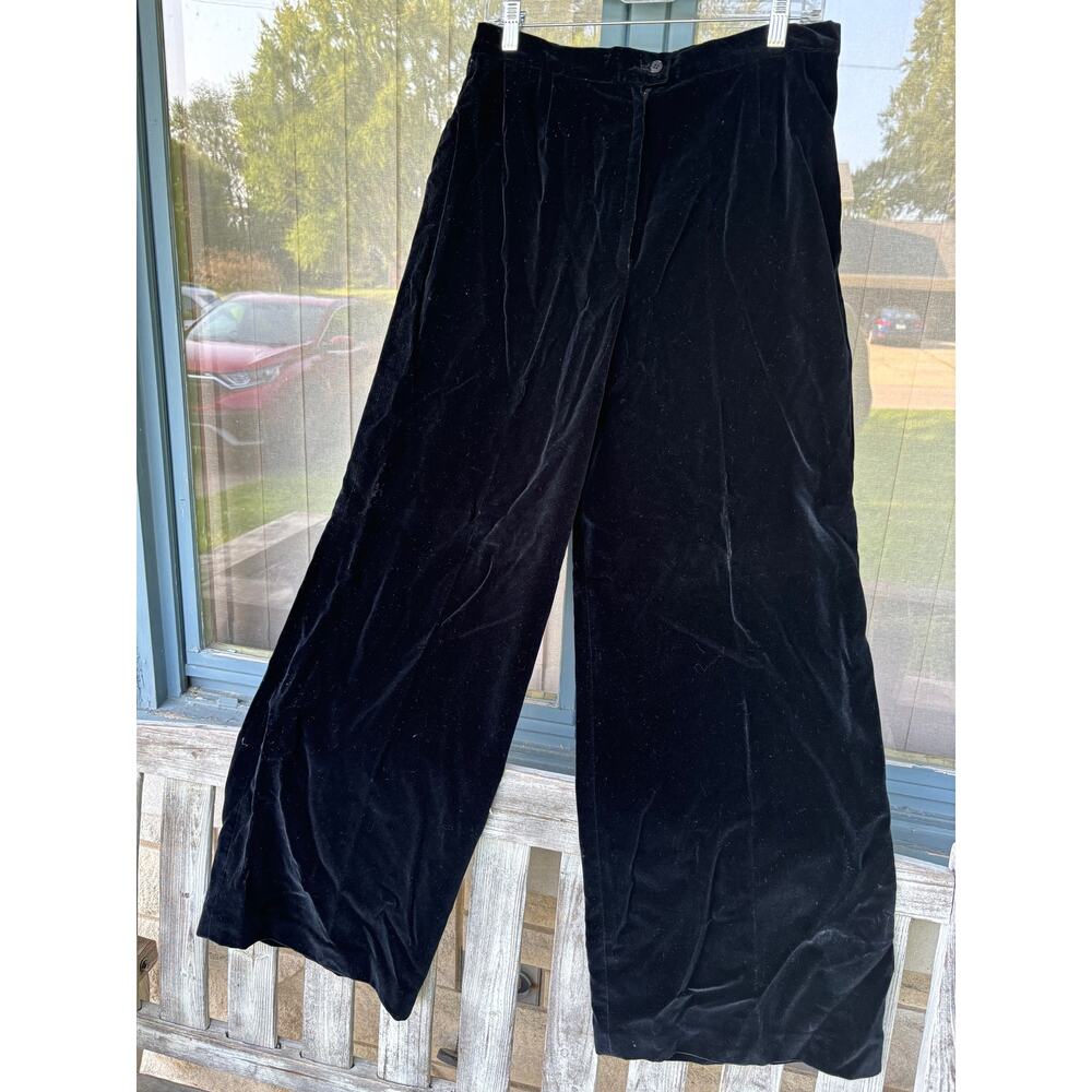 vintage 70s velour wide leg Koret trousers black